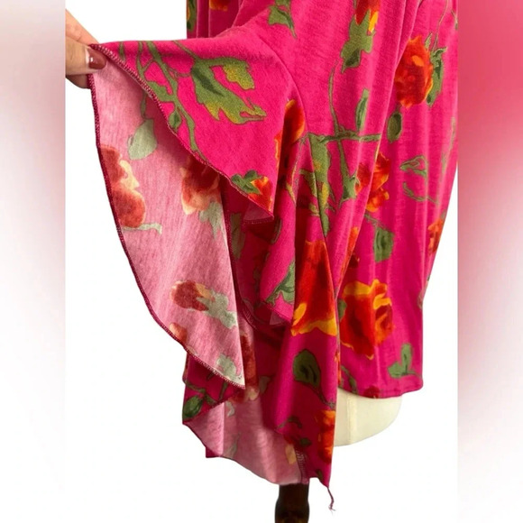 NWT And The Why Pink Floral Off Shoulder Flowy 3/4 Sleeve Blouse Size Small - Picture 2 of 14
